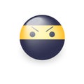 Smiley ninja with an angry emoji face. Ninja cartoon emoticon vector icon. Royalty Free Stock Photo