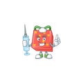 Smiley Nurse love gift red cartoon character with a syringe Royalty Free Stock Photo