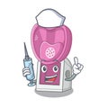 Smiley Nurse steam inhaler cartoon character with a syringe