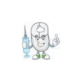 Smiley Nurse white mouse cartoon character with a syringe