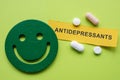 Smiley, pills and the inscription antidepressants.