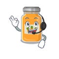 Smiley pineapple jam cartoon character design wearing headphone