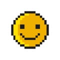 Smiley Pixel Art Style on White Background. Vector