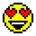 Smiley Pixel Art Style on White Background. Vector