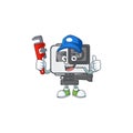 Smiley Plumber action camera on mascot picture style