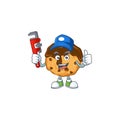 Smiley Plumber chocolate chips with cream on mascot picture style