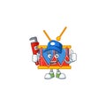 Smiley Plumber independence day drum on mascot picture style