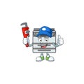 Smiley Plumber professional office copier on mascot picture style