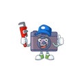 Smiley Plumber retro camera on mascot picture style