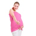 Smiley pregnant woman showing thumbs up Royalty Free Stock Photo