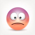 Smiley, red face with emotions.Realistic emoji. Sad or happy,angry emoticon mood.Cartoon character.Vector illustration. Royalty Free Stock Photo