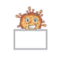 Smiley retro virus corona cartoon character style bring board Royalty Free Stock Photo