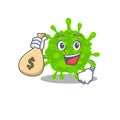 Smiley rich flaviviridae cartoon character bring money bags