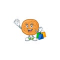 Smiley rich molasses cookies mascot design with Shopping bag