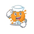 Smiley sailor cartoon character of anaplasma wearing white hat and tie