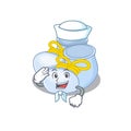 Smiley sailor cartoon character of baby boy boots wearing white hat and tie