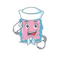 Smiley sailor cartoon character of intestine wearing white hat and tie