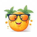 Smiley summer emoticon icon. Smiley emoji summer character .Beach and travel concept. White background. Generative Ai illustration Royalty Free Stock Photo