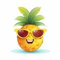 Smiley summer emoticon icon. Smiley emoji summer character .Beach and travel concept. White background. Generative Ai illustration