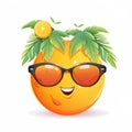 Smiley summer emoticon icon. Smiley emoji summer character .Beach and travel concept. White background. Generative Ai illustration Royalty Free Stock Photo