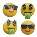 Smiley in sunglasses with mouth full of money. Cool dude