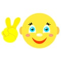 Smiley with Victoria gesture, V. Icons on a white background.