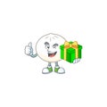 Smiley white hoppang character with gift box