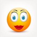 Smiley, yellow face with emotions.Realistic emoji. Sad or happy,angry emoticon mood.Cartoon character.Vector