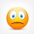 Smiley, yellow face with emotions.Realistic emoji. Sad or happy,angry emoticon mood.Cartoon character.Vector