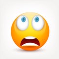 Smiley, yellow face with emotions.Realistic emoji. Sad or happy,angry emoticon mood.Cartoon character.Vector