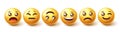 Smileys character vector set. Emojis emoticon characters in facial reaction emotion isolated in white background for 3d emoji. Royalty Free Stock Photo