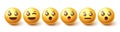 Smileys emoji characters vector set. 3d smiley emoticons with happy facial emotion and expression isolated in white background. Royalty Free Stock Photo
