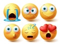 Smileys emoji face vector set. Emojis smiley collection isolated in white background Royalty Free Stock Photo