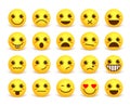 Smileys face cute vector emoticon set with happy facial expressions Royalty Free Stock Photo