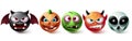 Smileys halloween vector set. Smiley emojis halloween character graphic elements