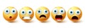 Smileys shocked face vector set. Smiley and emoticon shock, scared and sad collection Royalty Free Stock Photo