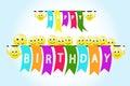 Smileys vector background with happy birthday