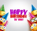 Smileys vector background with happy birthday greeting Royalty Free Stock Photo