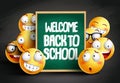 Smileys yellow emoticons in welcome back to school vector design