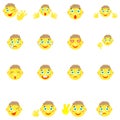 Smilies boys with different emotions gestures. Royalty Free Stock Photo