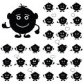 Smilies round, set, black