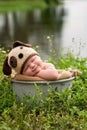 Smililng Baby Boy Wearing a Puppy Dog Hat Royalty Free Stock Photo