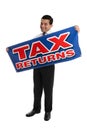 Smiling Accountant or Businessman with sign Royalty Free Stock Photo