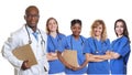 Smiling african american doctor with group of international nurses Royalty Free Stock Photo