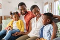 Happy black family playing together at home Royalty Free Stock Photo