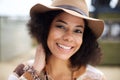 Smiling african american fashion model with hat Royalty Free Stock Photo