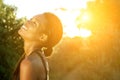 Smiling african american sports woman standing outdoors Royalty Free Stock Photo