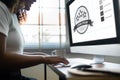 Smiling African American Woman working on Computer Royalty Free Stock Photo