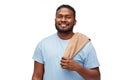 Smiling african american young man with bath towel Royalty Free Stock Photo