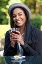 Smiling African Girl Drinking Tea Royalty Free Stock Photo